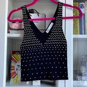 Embellished V-Crop Top